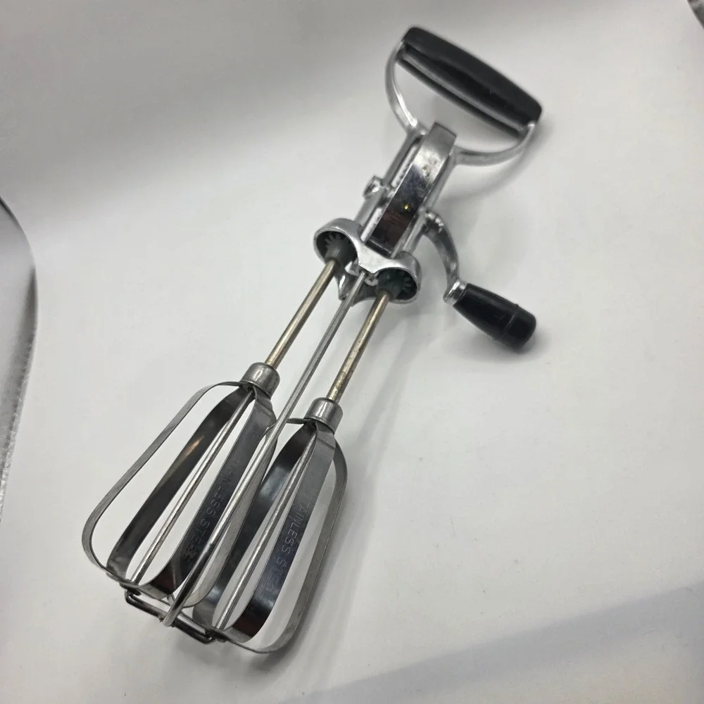 Vintage Ekco Best Hand Crank Egg Beater Stainless Steel Manual Rotary Mixer MCM